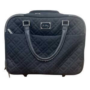 Vera Bradley Black Quilted Rolling Laptop Bag.
